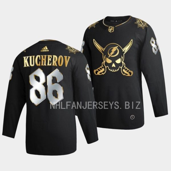 Tampa Bay Lightning Nikita Kucherov Gasparilla inspired Black Golden Edition Jersey Tampa Bay Lightning Nikita Kucherov Gasparilla inspired Black Golden Edition Jersey