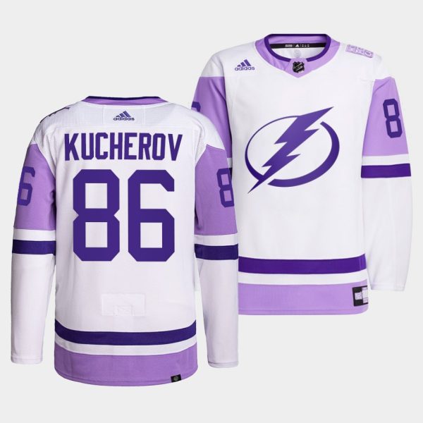 Tampa Bay Lightning Nikita KucherovHockeyFightsCancer White Jersey Tampa Bay Lightning Nikita KucherovHockeyFightsCancer White Jersey