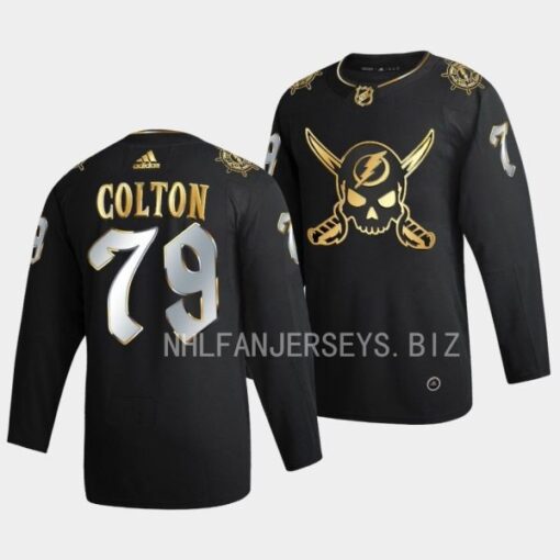 Tampa Bay Lightning Ross Colton Gasparilla inspired Black Golden Edition Jersey