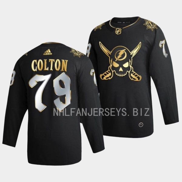 Tampa Bay Lightning Ross Colton Gasparilla inspired Black Golden Edition Jersey Tampa Bay Lightning Ross Colton Gasparilla inspired Black Golden Edition Jersey