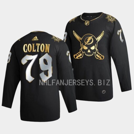 Tampa Bay Lightning Ross Colton Gasparilla inspired Black Golden Edition Jersey