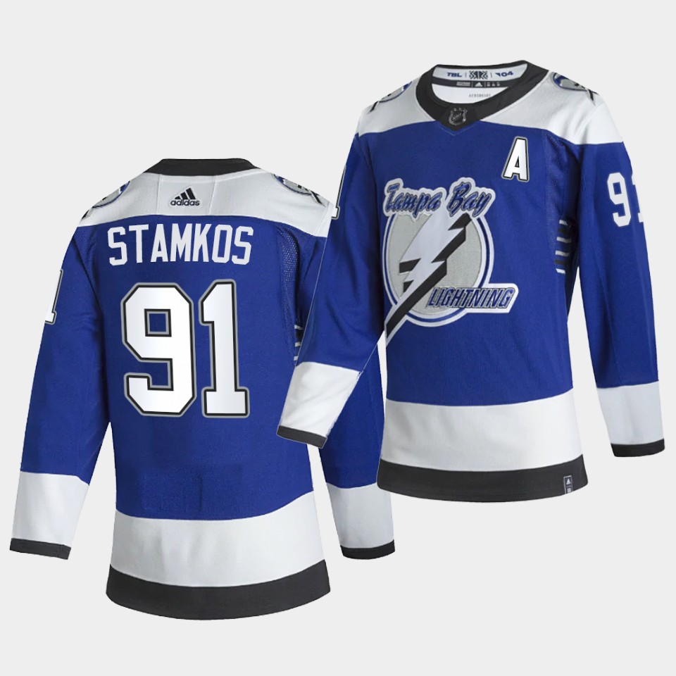 Tampa Bay Lightning Steven Stamkos 2021 Reverse Retro Blue Jersey Tampa Bay Lightning Steven Stamkos 2021 Reverse Retro Blue Jersey