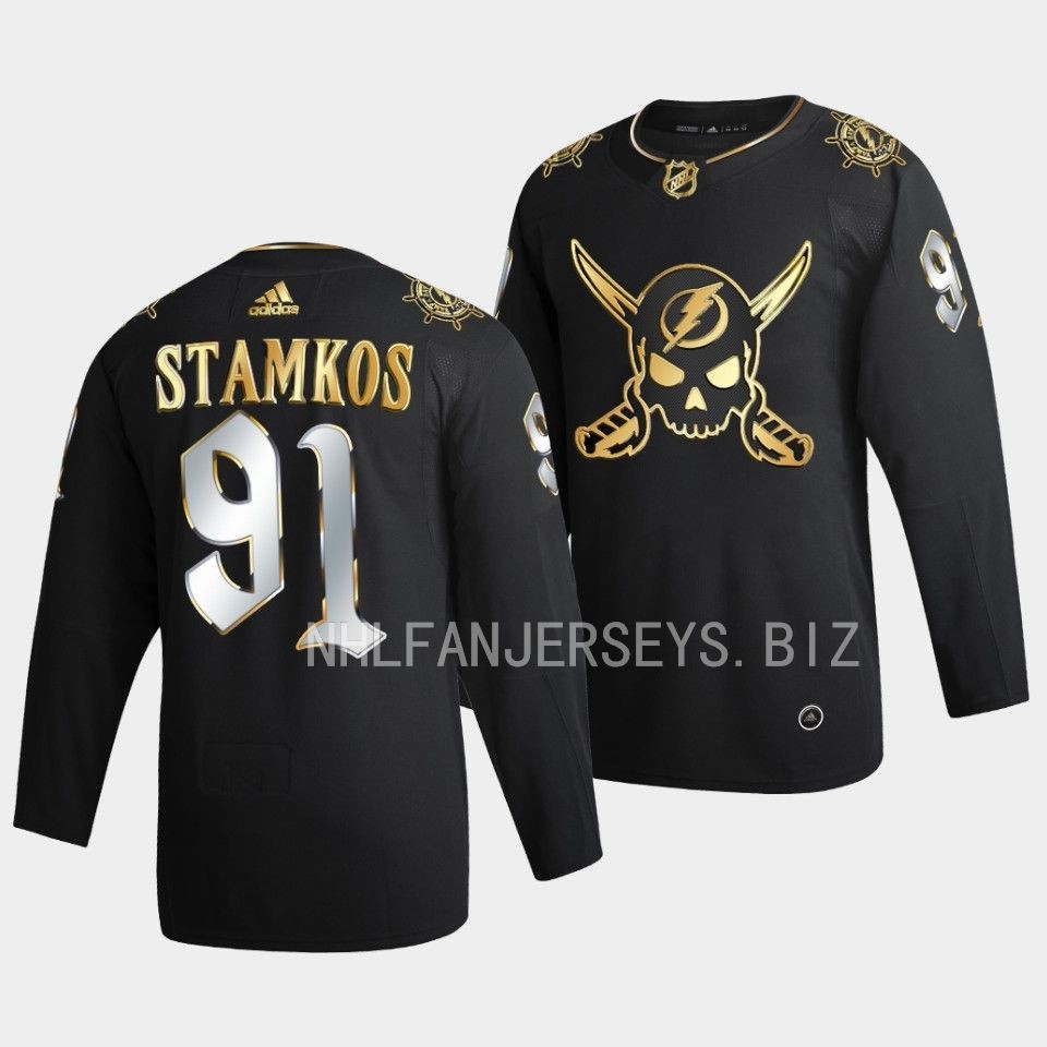 Tampa Bay Lightning Steven Stamkos Gasparilla inspired Black Golden Edition Jersey Tampa Bay Lightning Steven Stamkos Gasparilla inspired Black Golden Edition Jersey