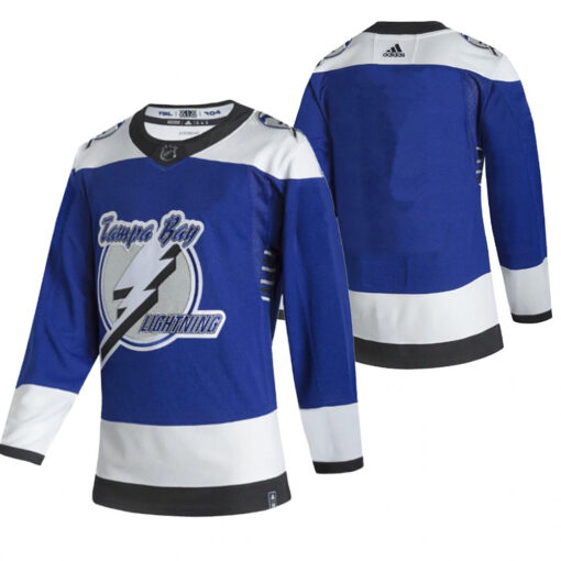 Tampa Bay Lightning Team 2021 Reverse Retro Royal Jersey