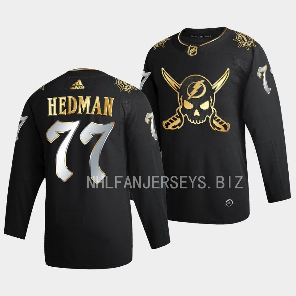Tampa Bay Lightning Victor Hedman Gasparilla inspired Black Golden Edition Jersey Tampa Bay Lightning Victor Hedman Gasparilla inspired Black Golden Edition Jersey