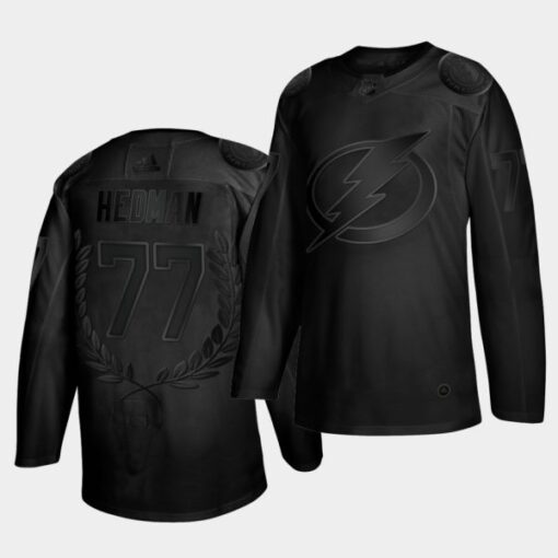 Tampa Bay Lightning Victor Hedman James Norris Memorial Trophy Awards Collection Black Jersey