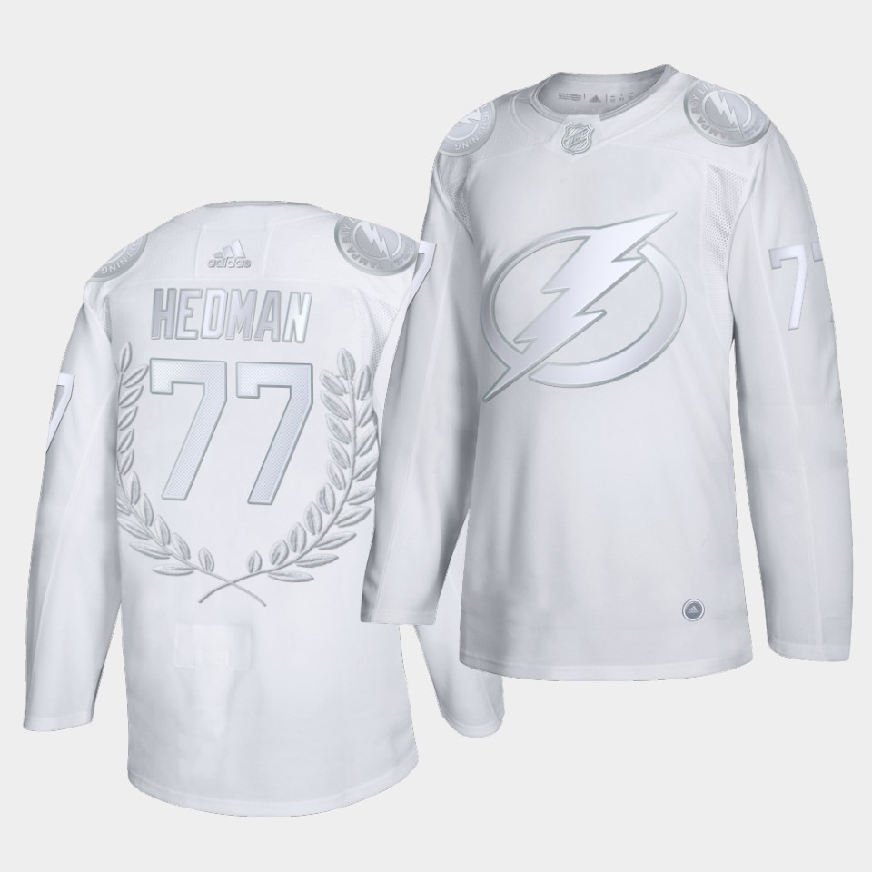 Tampa Bay Lightning Victor Hedman James Norris Memorial Trophy Awards Collection White Jersey Tampa Bay Lightning Victor Hedman James Norris Memorial Trophy Awards Collection White Jersey