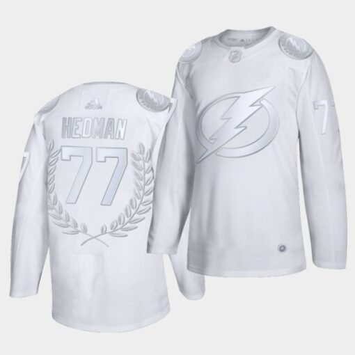 Tampa Bay Lightning Victor Hedman James Norris Memorial Trophy Awards Collection White Jersey