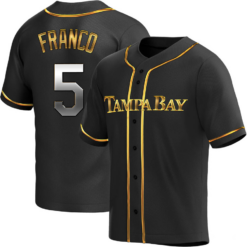 Tampa Bay Rays Wander Franco Black Golden Replica Jersey