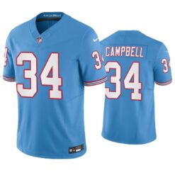 Tennessee Titans Earl Campbell Oilers Light Blue Throwback Limited Jersey
