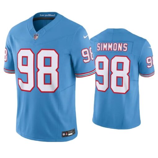 Tennessee Titans Jeffery Simmons Oilers Light Blue Throwback Limited Jersey