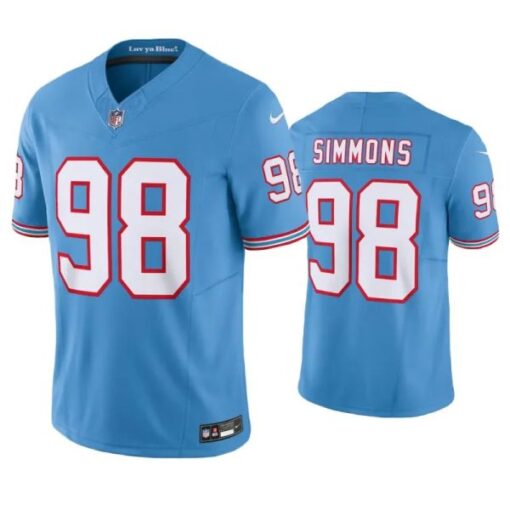 Tennessee Titans Jeffery Simmons Oilers Light Blue Throwback Limited Jersey