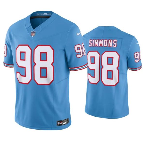 Tennessee Titans Jeffery Simmons Oilers Light Blue Throwback Limited Jersey Tennessee Titans Jeffery Simmons Oilers Light Blue Throwback Limited Jersey