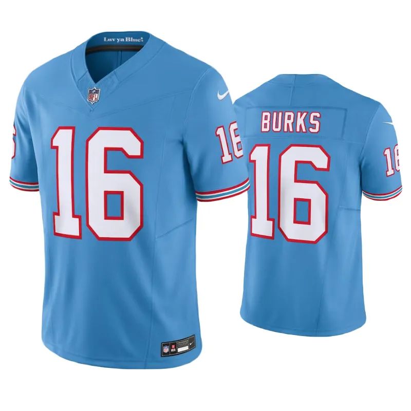 Tennessee Titans Treylon Burks Oilers Light Blue Throwback Limited Jersey Tennessee Titans Treylon Burks Oilers Light Blue Throwback Limited Jersey