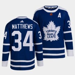 Toronto Maple Leafs Auston Matthews 2022 Reverse Retro 2.0 Blue Jersey