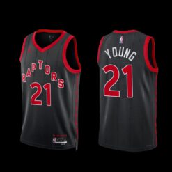Toronto Raptors Thaddeus Young 2022-23 Statement Edition Jersey Black