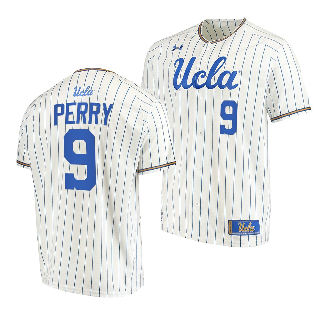 UCLA Bruins Darius Perry White Pinstripes College Baseball Jersey UCLA Bruins Darius Perry White Pinstripes College Baseball Jersey