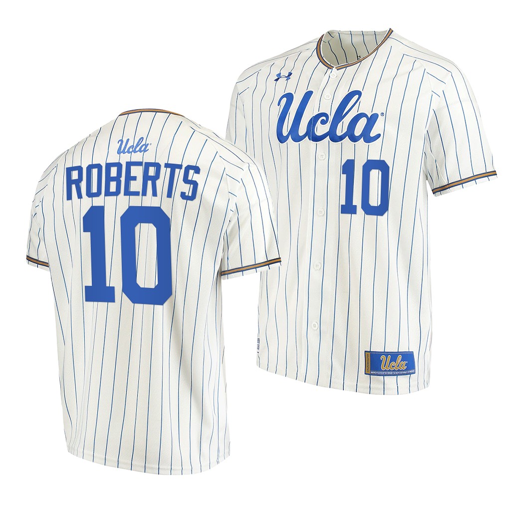 UCLA Bruins Dave Roberts White Pinstripes College Baseball Jersey UCLA Bruins Dave Roberts White Pinstripes College Baseball Jersey