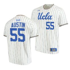 UCLA Bruins Kelly Austin White Pinstripes College Baseball Jersey