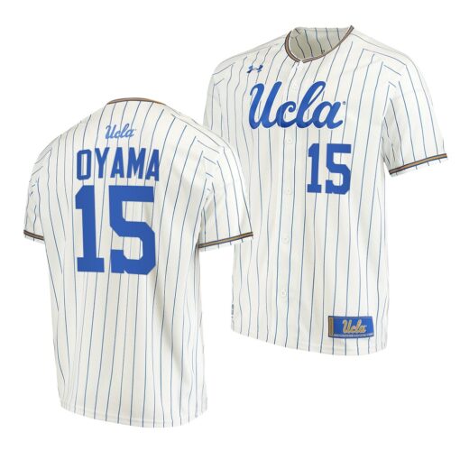UCLA Bruins Kenny Oyama White Pinstripes College Baseball Jersey