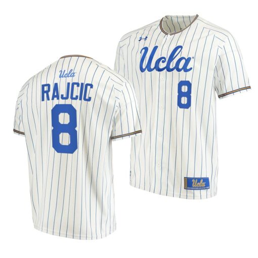 UCLA Bruins Max Rajcic White Pinstripes College Baseball Jersey