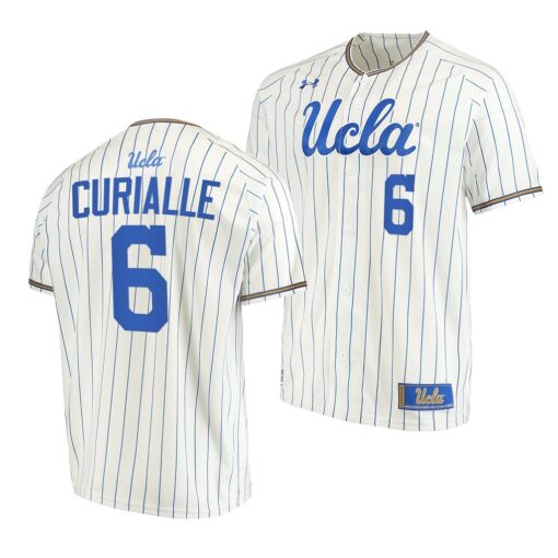 UCLA Bruins Michael Curialle White Pinstripes College Baseball Jersey