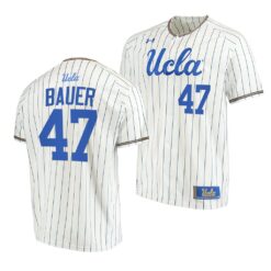 UCLA Bruins Trevor Bauer White Pinstripes College Baseball Jersey