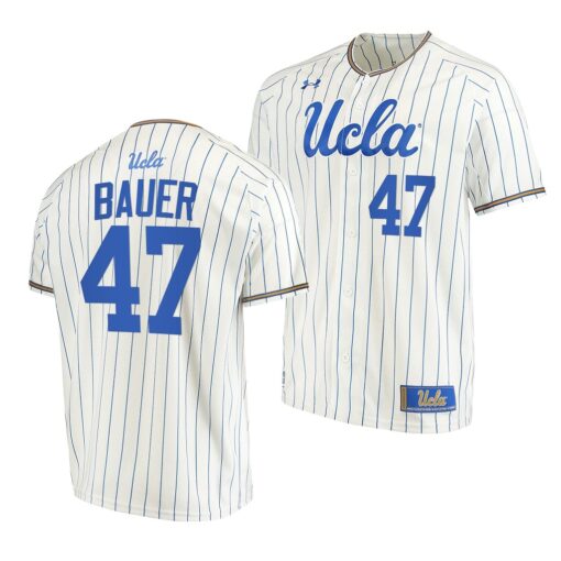 UCLA Bruins Trevor Bauer White Pinstripes College Baseball Jersey