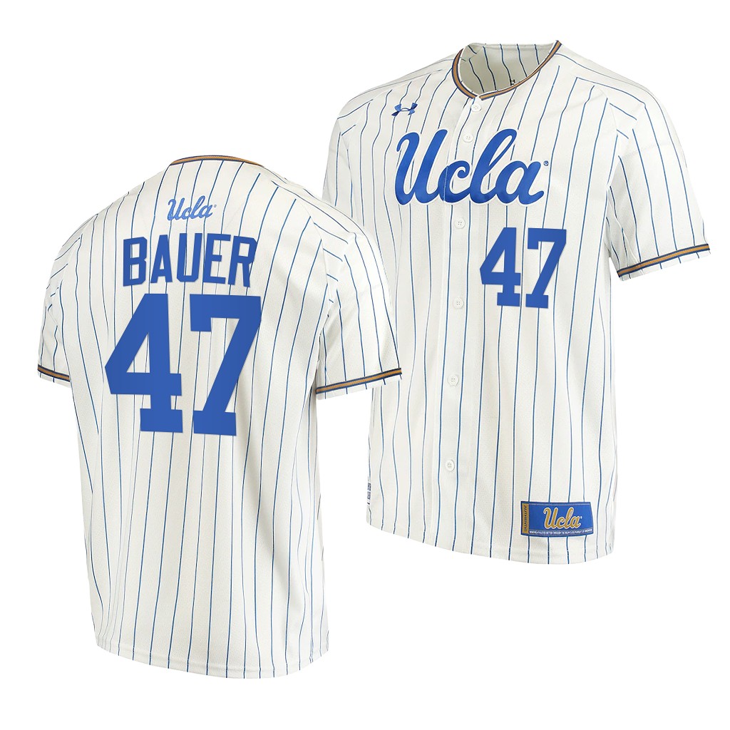 UCLA Bruins Trevor Bauer White Pinstripes College Baseball Jersey UCLA Bruins Trevor Bauer White Pinstripes College Baseball Jersey