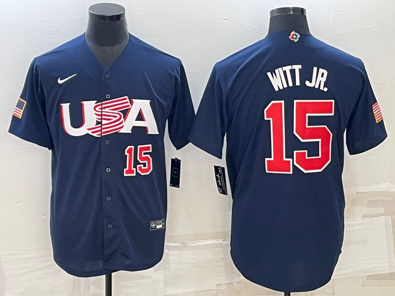 USA Bobby Witt Jr. Navy Red 2023 World Baseball Classic Jersey USA Bobby Witt Jr. Navy Red 2023 World Baseball Classic Jersey