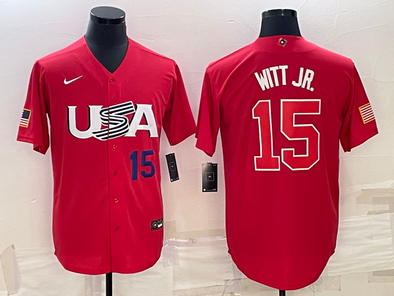 USA Bobby Witt Jr. Red Navy 2023 World Baseball Classic Jersey USA Bobby Witt Jr. Red Navy 2023 World Baseball Classic Jersey