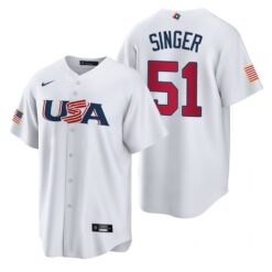 USA Brady Singer White 2023 World Baseball Classic Jersey