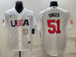 USA Brady Singer White Gold 2023 World Baseball Classic Jersey