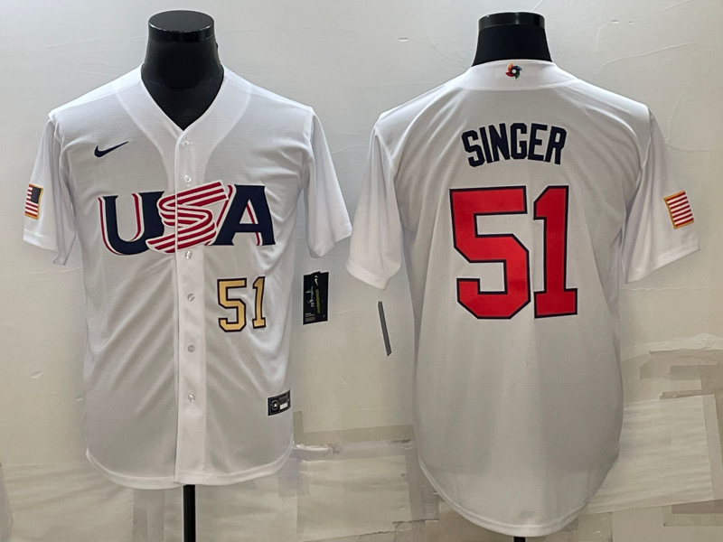 USA Brady Singer White Gold 2023 World Baseball Classic Jersey USA Brady Singer White Gold 2023 World Baseball Classic Jersey