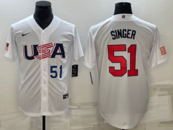 USA Brady Singer White Navy 2023 World Baseball Classic Jersey