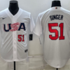 USA Brady Singer White Gold 2023 World Baseball Classic Jersey