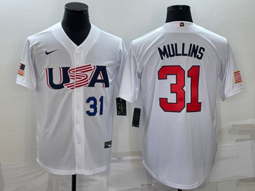 USA Cedric Mullins White Navy 2023 World Baseball Classic Jersey