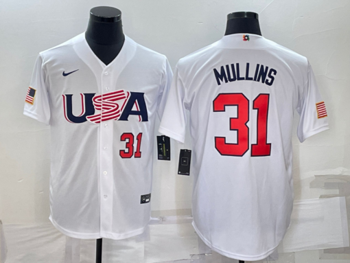 USA Cedric Mullins White Red 2023 World Baseball Classic Jersey