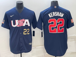 USA Clayton Kershaw Navy Gold 2023 World Baseball Classic Jersey