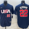 USA Clayton Kershaw Navy Gold 2023 World Baseball Classic Jersey
