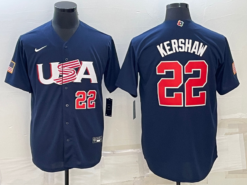 USA Clayton Kershaw Navy Red 2023 World Baseball Classic Jersey
