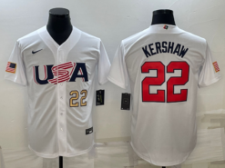 USA Clayton Kershaw White Gold 2023 World Baseball Classic Jersey