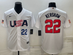 USA Clayton Kershaw White Navy 2023 World Baseball Classic Jersey