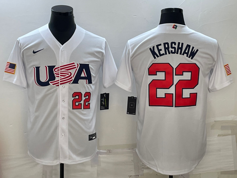 USA Clayton Kershaw White Red 2023 World Baseball Classic Jersey USA Clayton Kershaw White Red 2023 World Baseball Classic Jersey
