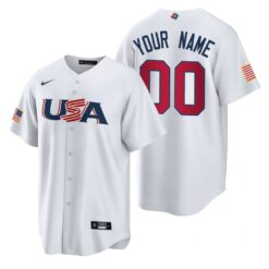 USA Custom White 2023 World Baseball Classic Jersey(3)