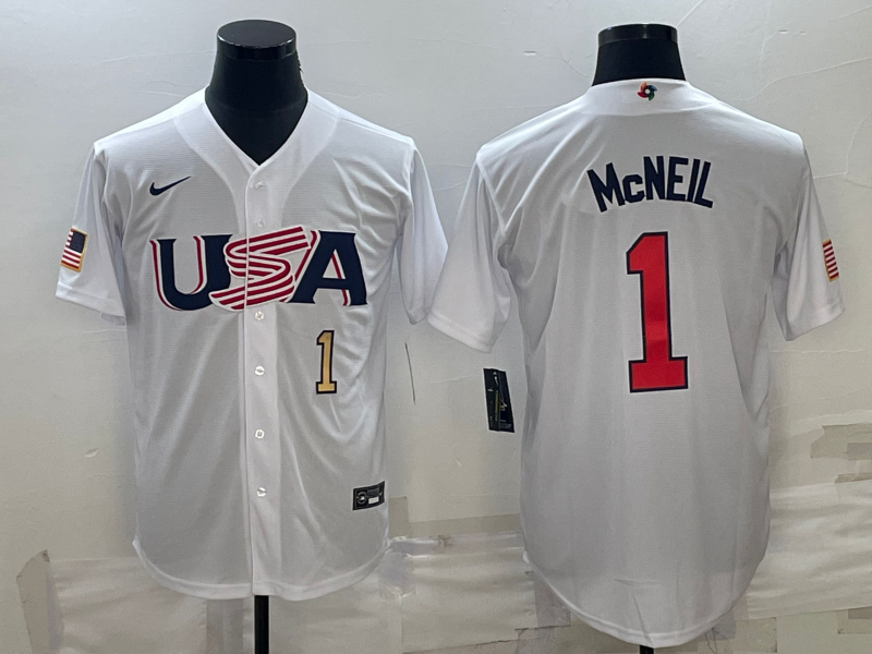 USA Jeff McNeil White Gold 2023 World Baseball Classic Jersey USA Jeff McNeil White Gold 2023 World Baseball Classic Jersey