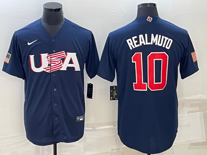 USA J.T. Realmuto Navy 2023 World Baseball Classic Jersey USA J.T. Realmuto Navy 2023 World Baseball Classic Jersey