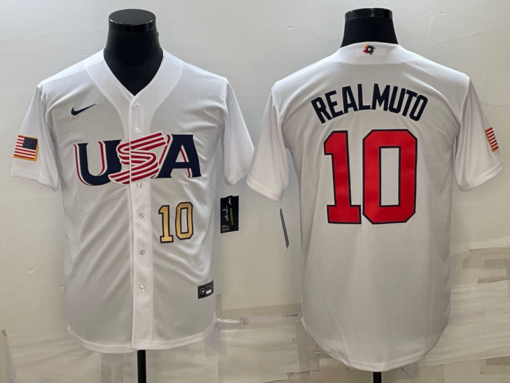 USA J.T. Realmuto White Gold 2023 World Baseball Classic Jersey