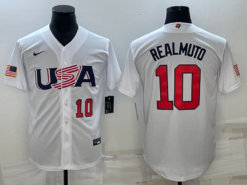 USA J.T. Realmuto White Red 2023 World Baseball Classic Jersey