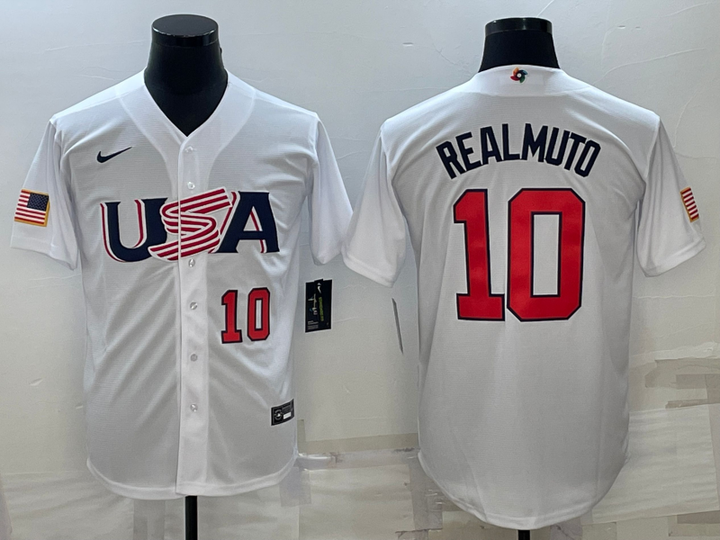 USA J.T. Realmuto White Red 2023 World Baseball Classic Jersey USA J.T. Realmuto White Red 2023 World Baseball Classic Jersey